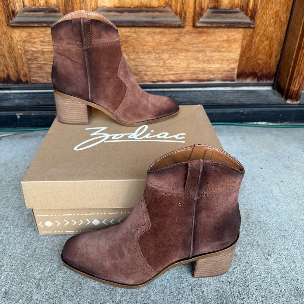 Zodiac Lennon Tobacco Suede Western Boot